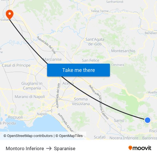 Montoro Inferiore to Sparanise map