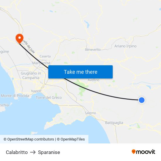 Calabritto to Sparanise map