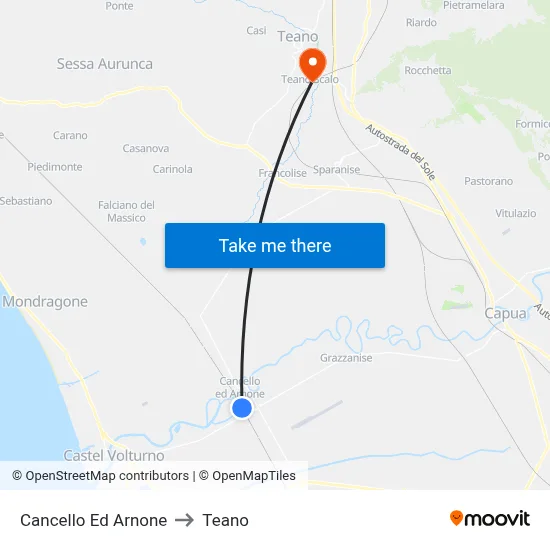 Cancello Ed Arnone to Teano map