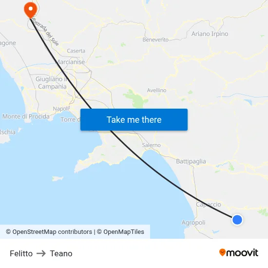 Felitto to Teano map