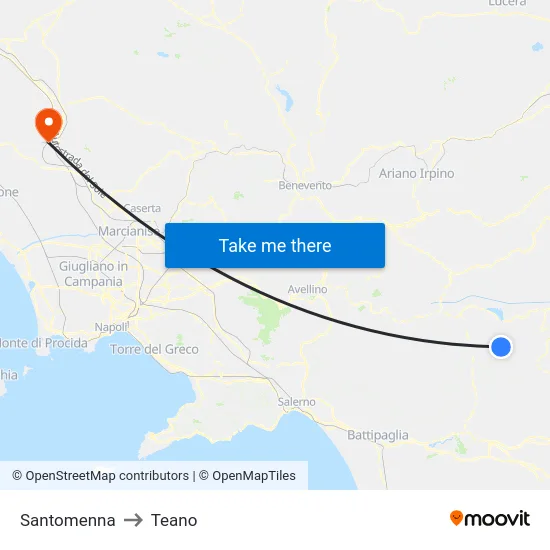Santomenna to Teano map