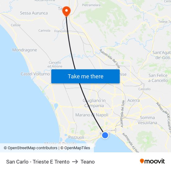 San Carlo - Trieste E Trento to Teano map