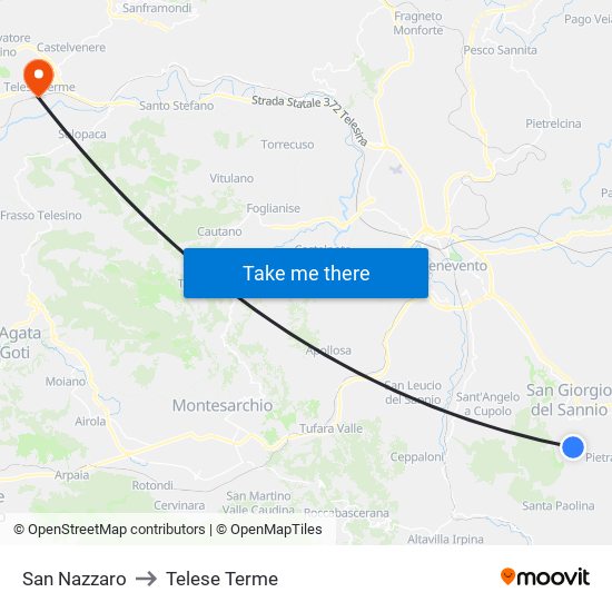 San Nazzaro to Telese Terme map
