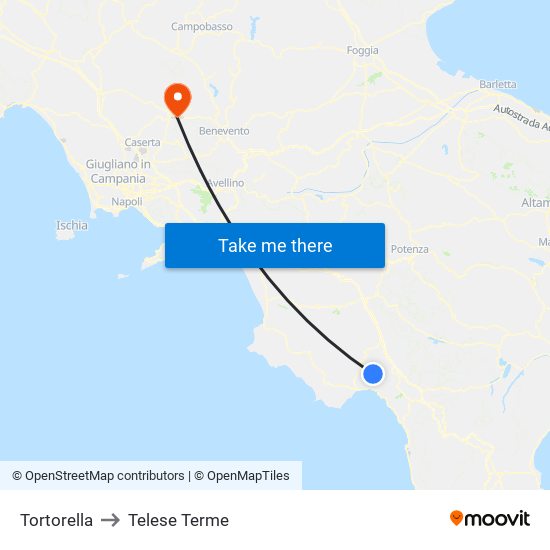 Tortorella to Telese Terme map