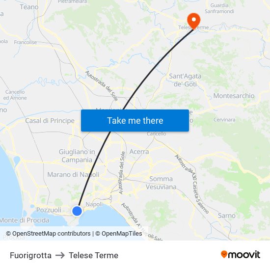 Fuorigrotta to Telese Terme map