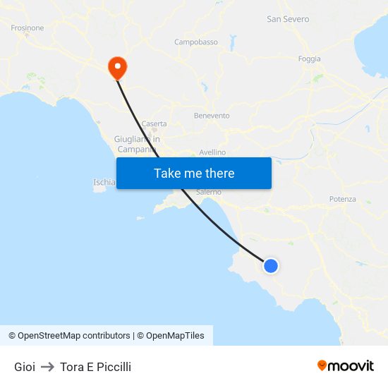 Gioi to Tora E Piccilli map