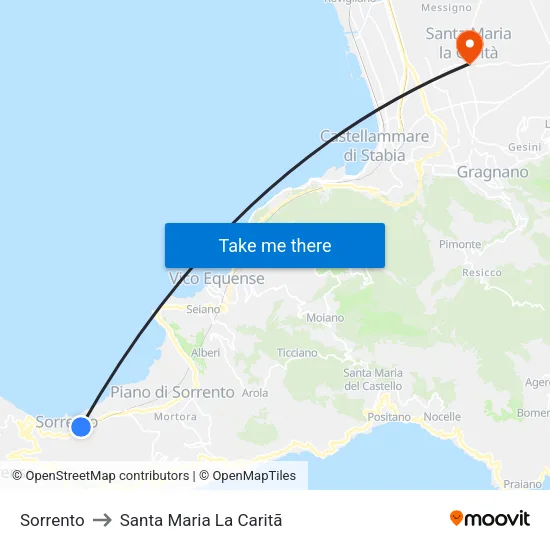 Sorrento to Santa Maria La Caritã map