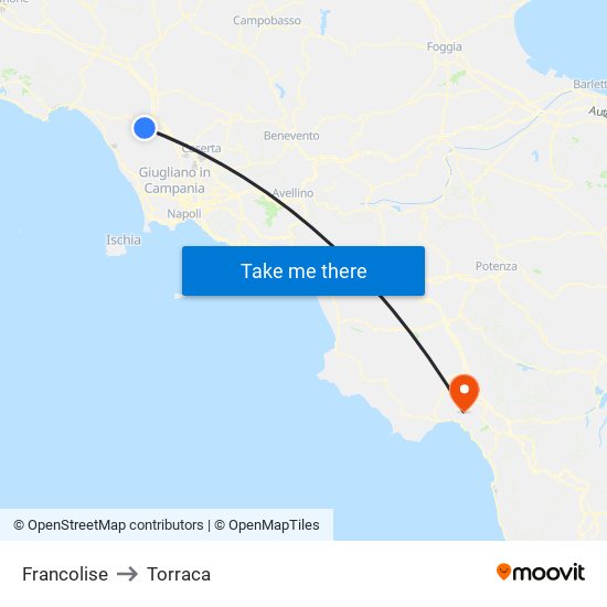 Francolise to Torraca map