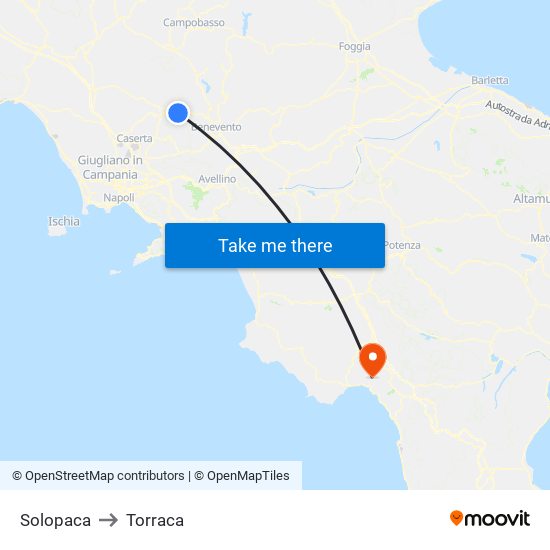 Solopaca to Torraca map