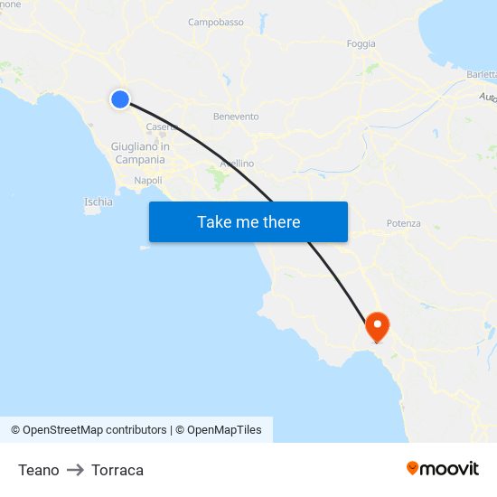 Teano to Torraca map