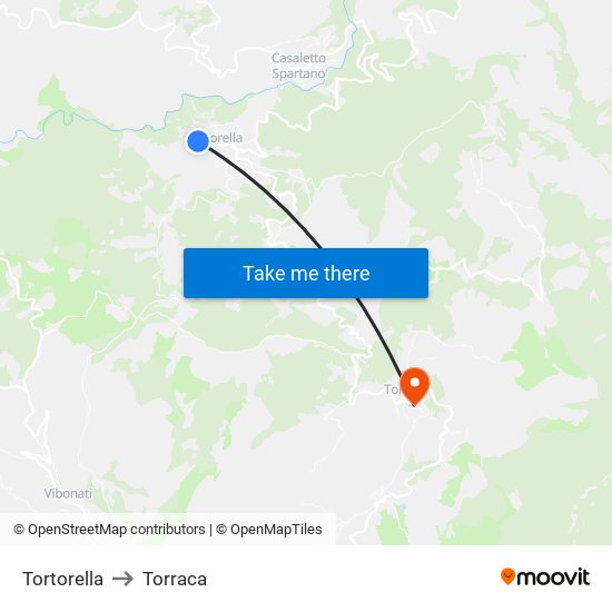 Tortorella to Torraca map