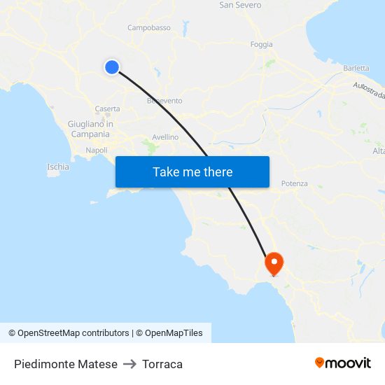 Piedimonte Matese to Torraca map