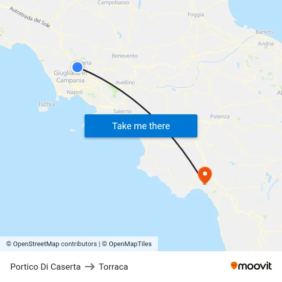 Portico di Caserta to Torraca map