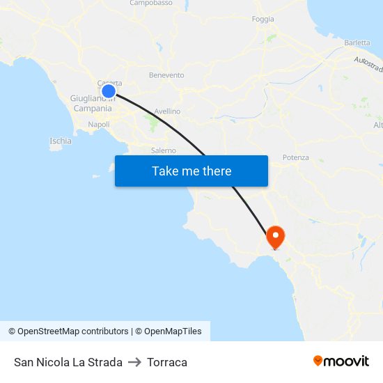 San Nicola La Strada to Torraca map