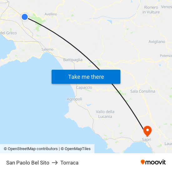 San Paolo Bel Sito to Torraca map