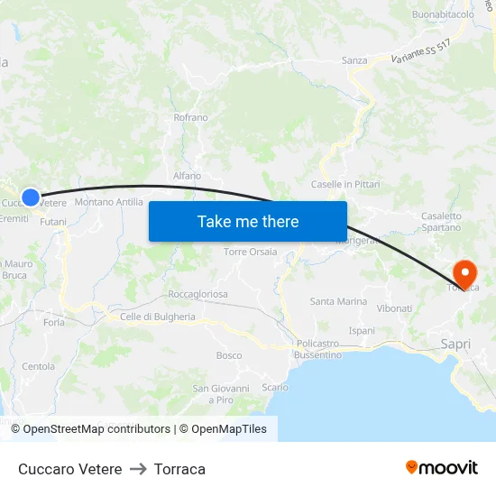 Cuccaro Vetere to Torraca map
