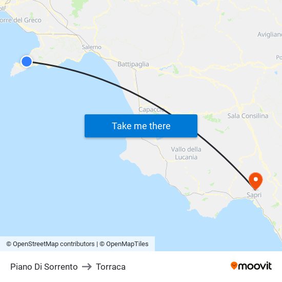 Piano Di Sorrento to Torraca map