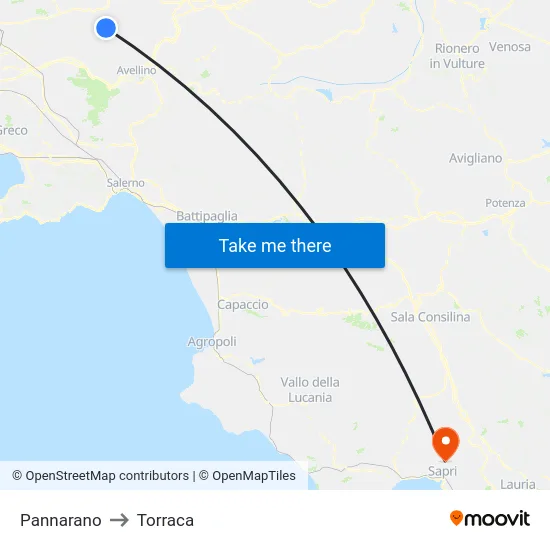 Pannarano to Torraca map