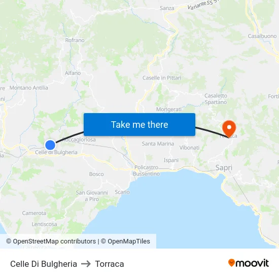 Celle Di Bulgheria to Torraca map