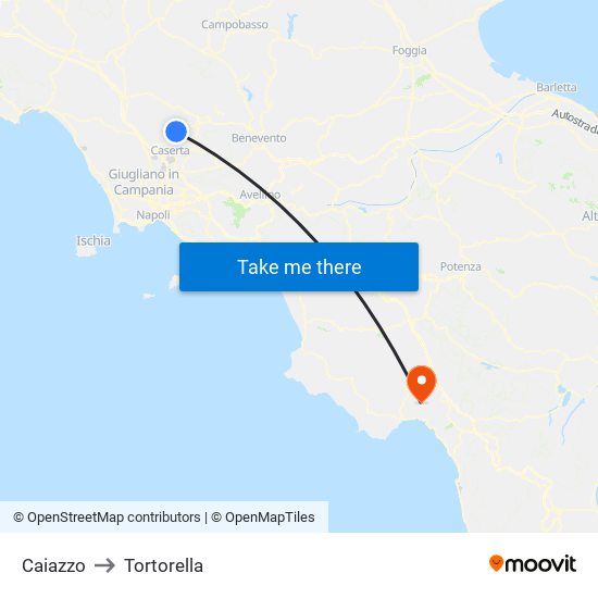 Caiazzo to Tortorella map