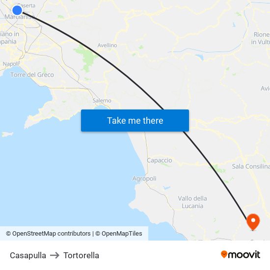 Casapulla to Tortorella map