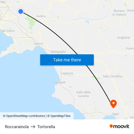 Roccarainola to Tortorella map