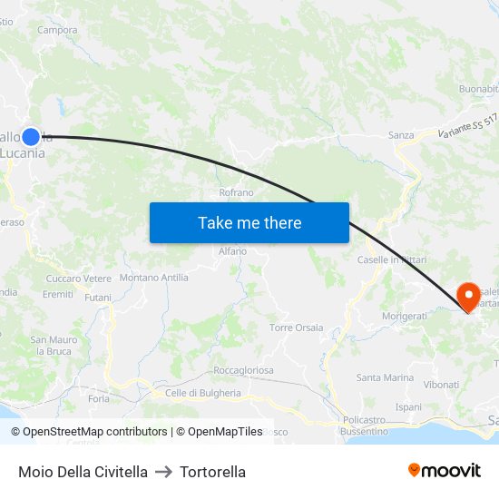 Moio Della Civitella to Tortorella map