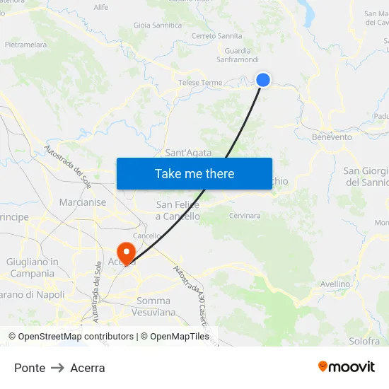 Ponte to Acerra map