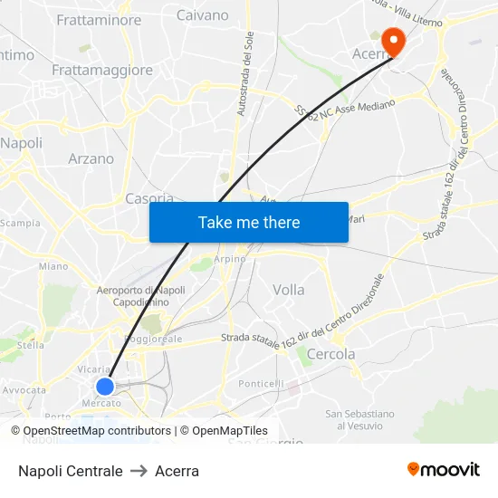 Napoli Centrale to Acerra map