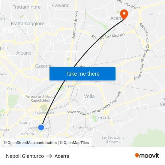 Napoli Gianturco to Acerra map