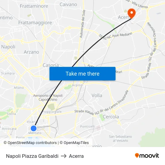 Napoli Piazza Garibaldi to Acerra map