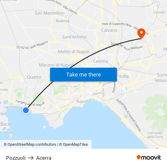 Pozzuoli to Acerra map