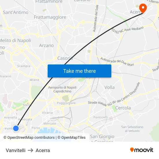 Vanvitelli to Acerra map