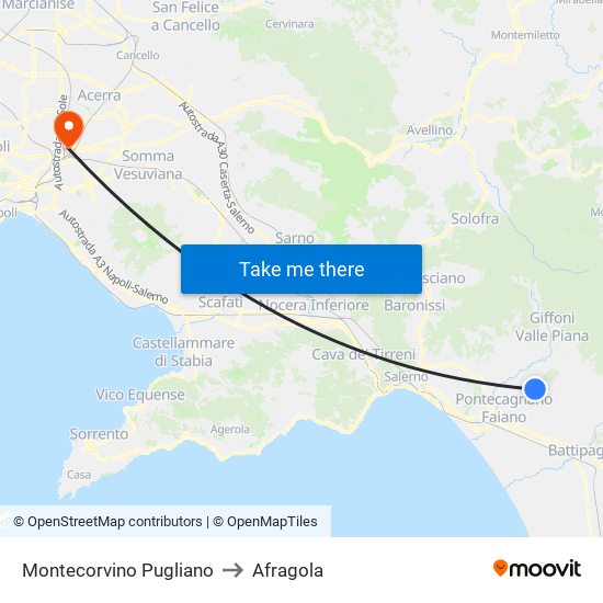 Montecorvino Pugliano to Afragola map