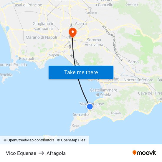 Vico Equense to Afragola map