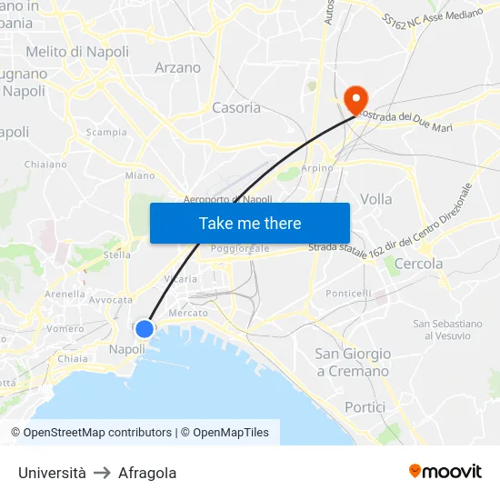Università to Afragola map