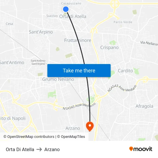 Orta Di Atella to Arzano map
