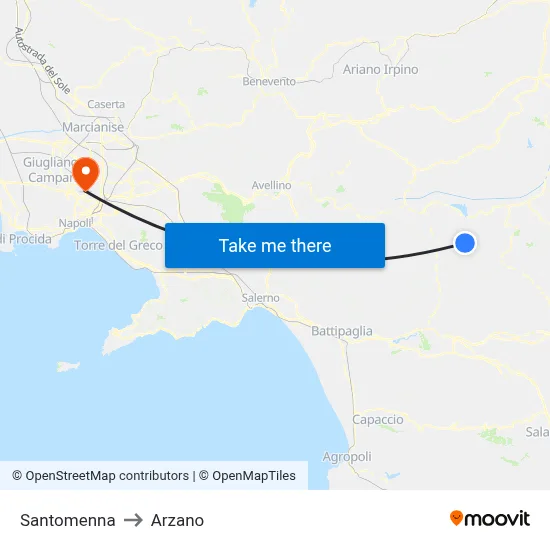 Santomenna to Arzano map