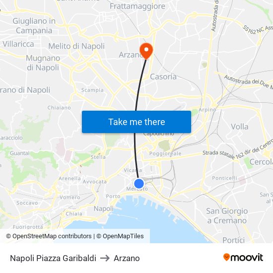 Napoli Piazza Garibaldi to Arzano map