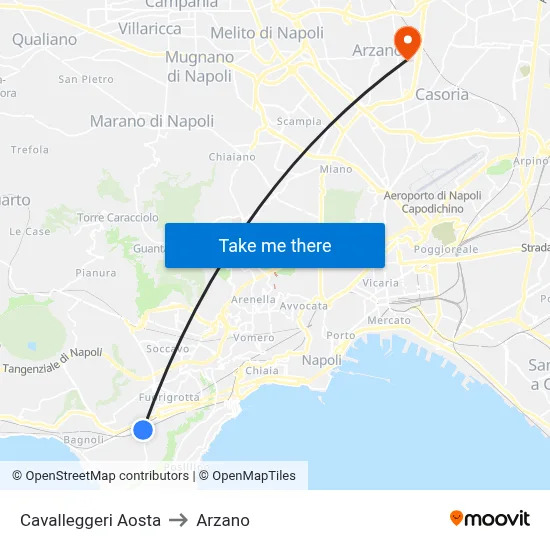 Cavalleggeri Aosta to Arzano map