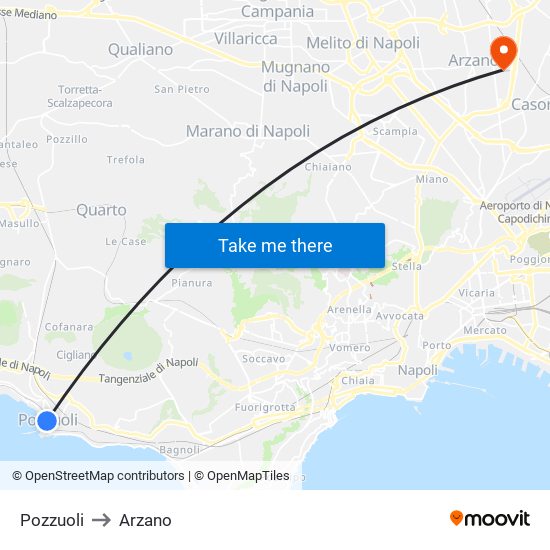 Pozzuoli to Arzano map