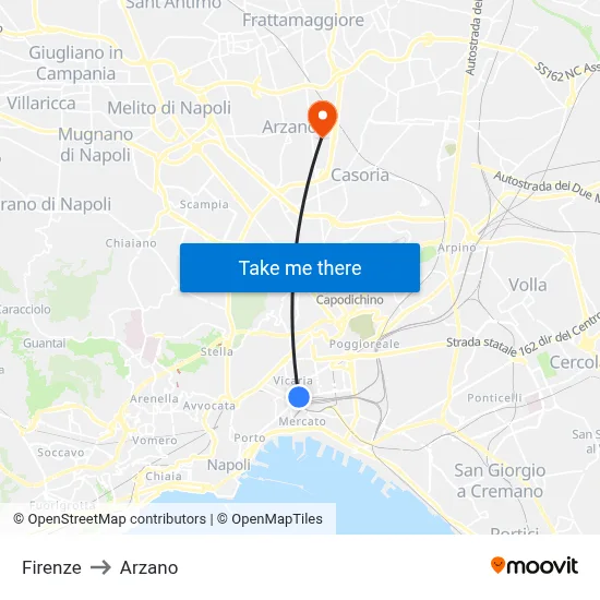 Firenze to Arzano map