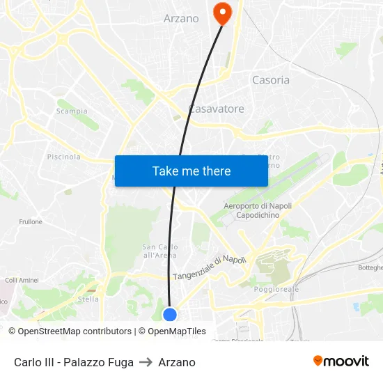 Carlo III - Palazzo Fuga to Arzano map