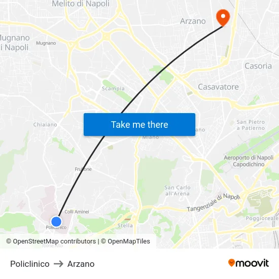 Policlinico to Arzano map