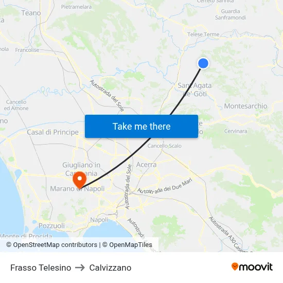 Frasso Telesino to Calvizzano map