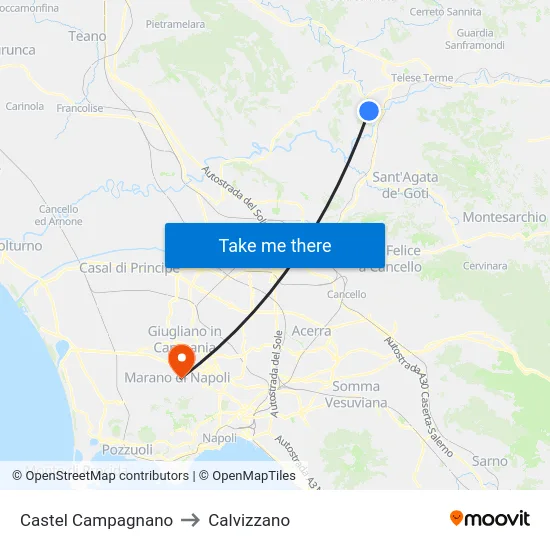Castel Campagnano to Calvizzano map