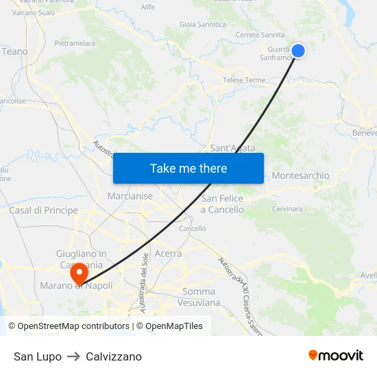 San Lupo to Calvizzano map