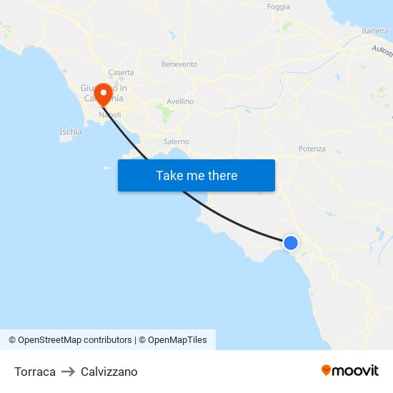 Torraca to Calvizzano map