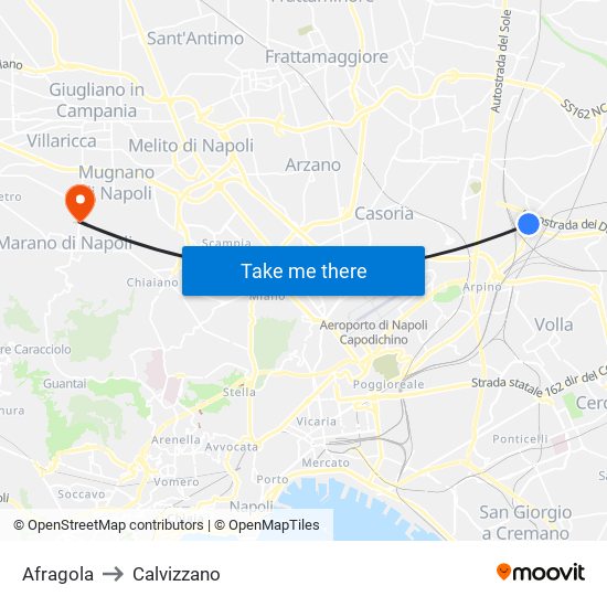 Afragola to Calvizzano map