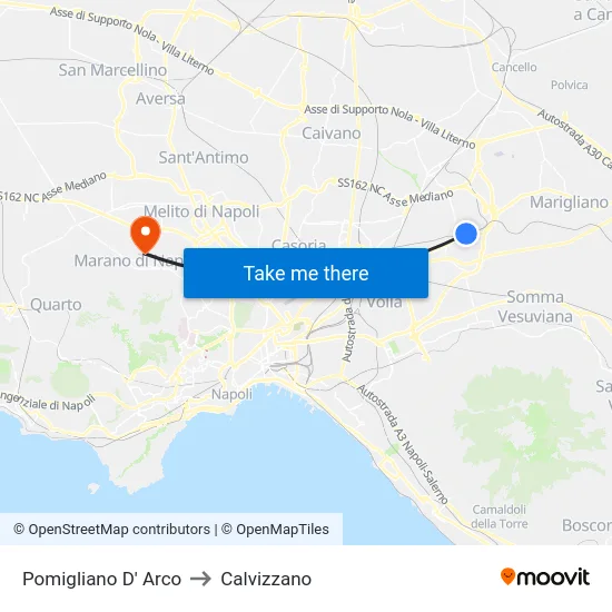 Pomigliano D' Arco to Calvizzano map